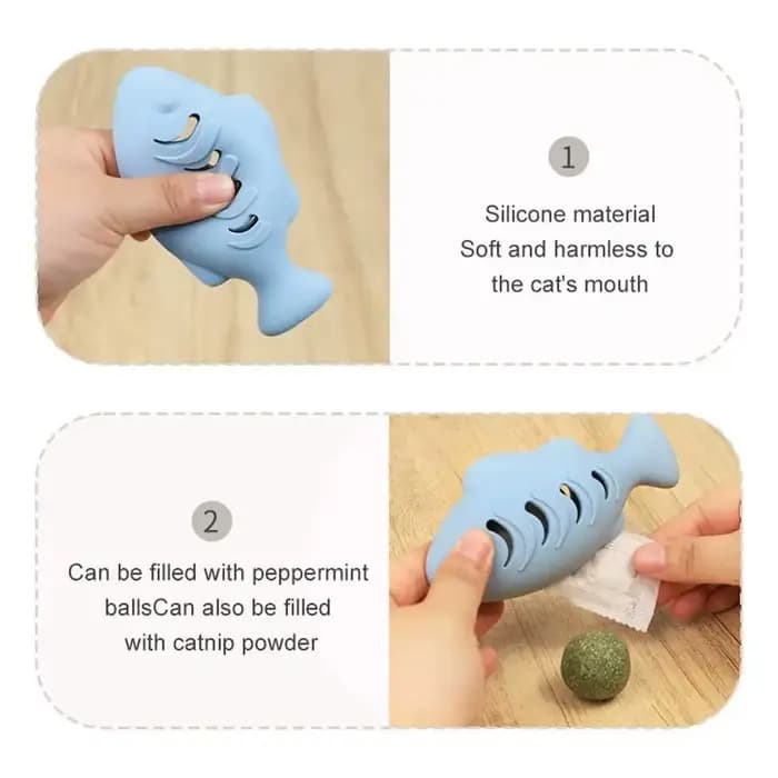 Jouet pour chat en silicone en forme de poisson