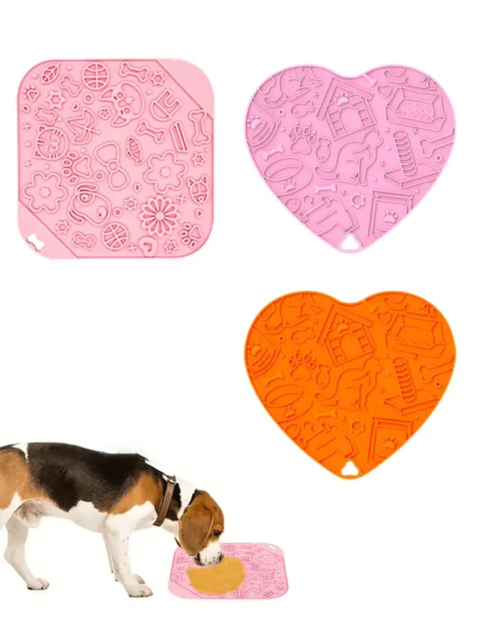 Tapis de léchage carrés et en forme de cœur pour chiens et chats