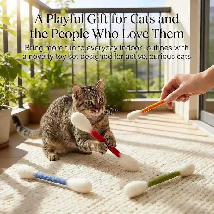 Bâtonnets de coton pour chat avec herbe à chat