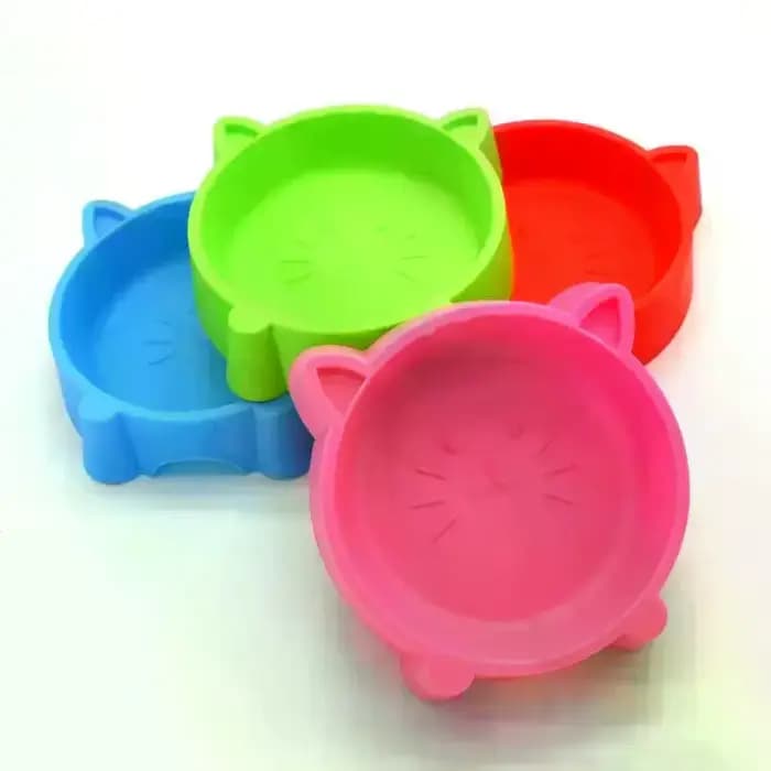 Bol pour animaux de compagnie avec design oreilles de chat mignonnes - Distributeur de nourriture et d'eau en plastique
