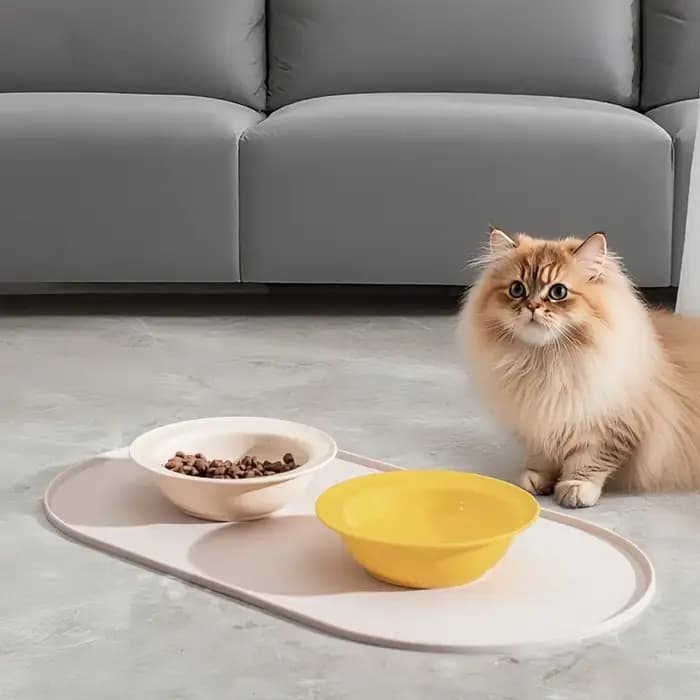 Tapis d'alimentation pour chat avec design antidérapant et imperméable