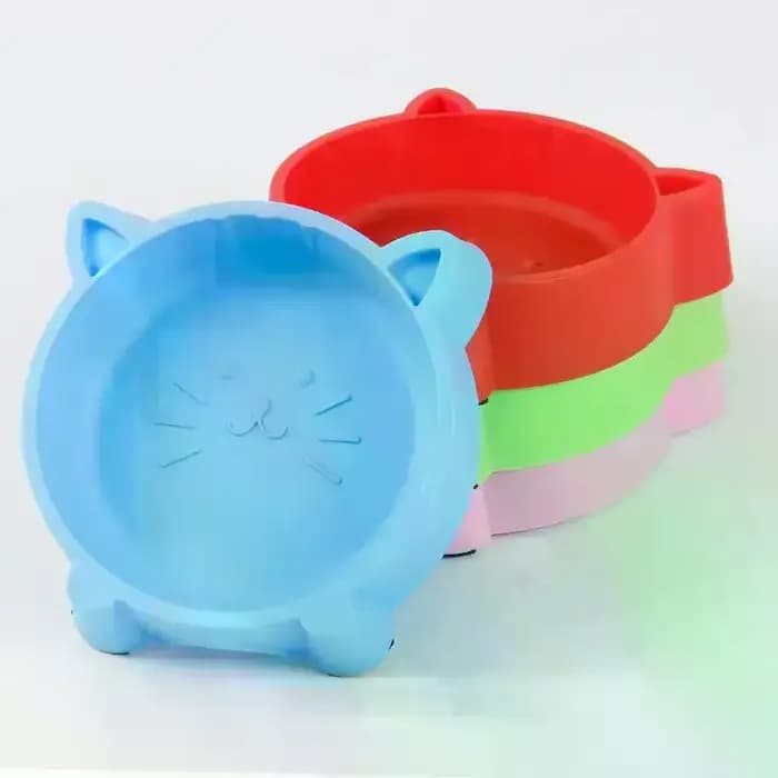 Bol pour animaux de compagnie avec design oreilles de chat mignonnes - Distributeur de nourriture et d'eau en plastique