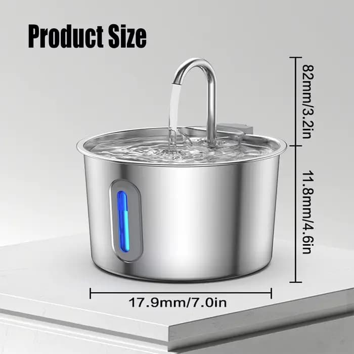 Fontaine d'eau pour chat en acier inoxydable