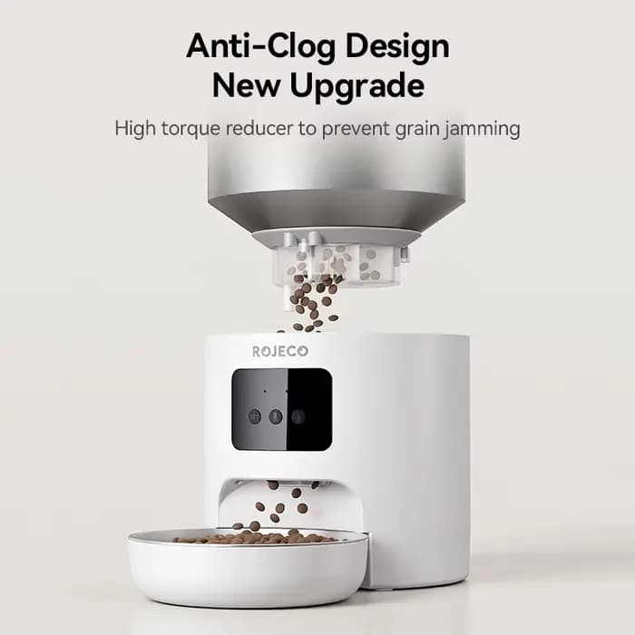 ROJECO acier inoxydable 4.5L mangeoire pour chats WiFi App télécommande enregistrement vocal distributeur de croquettes de chat intelligent pour accessoires pour animaux de compagnie de chien