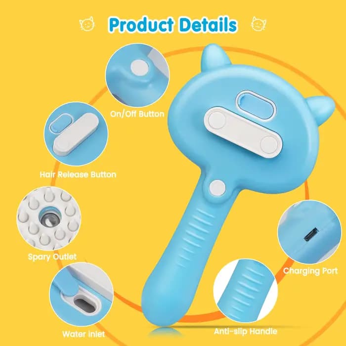 Brosse à vapeur 3 en 1 pour chat