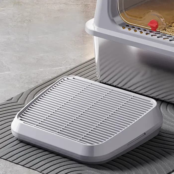 Rampe de récupération de litière pour chat, double couche, avec plateau de nettoyage des pattes et marchepied pour chat avec filtre, accessoires universels pour litière.