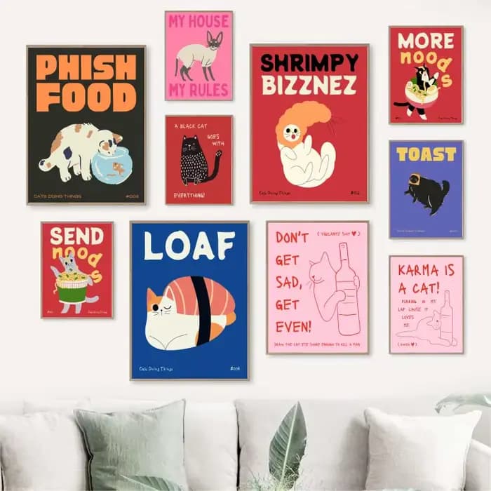 Affiche murale moderne Pop de nourriture de chat noir