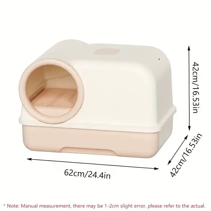 Bac à litière pour chat avec couloir et tiroir | Toilettes entièrement fermées pour contrôle des odeurs et anti-suivi |