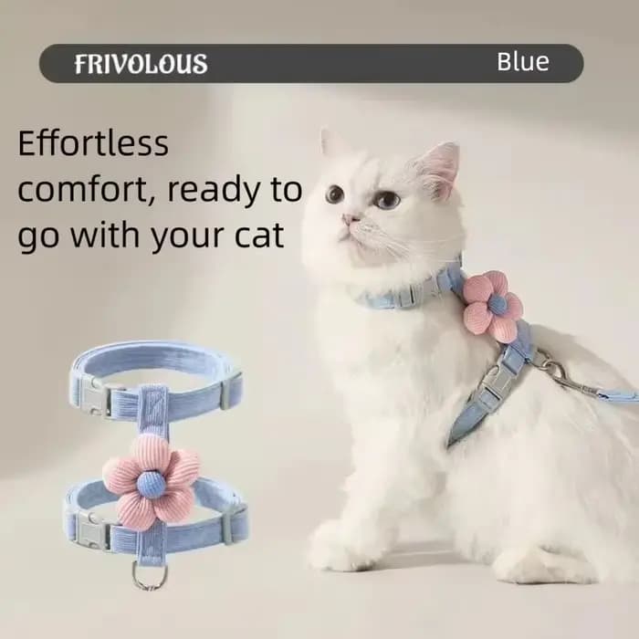 Ensemble Harnais et Laisse pour Chat Motif Fleur Mignon