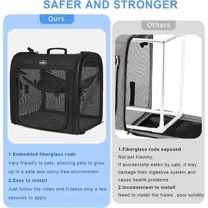 Boîte de transport pliable deux en un pour centre de chat Wakytu.