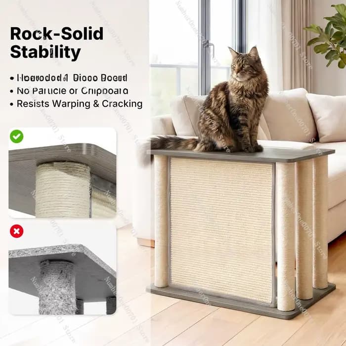 Table d'appoint en forme de patte de chat avec griffoir et poteau à gratter