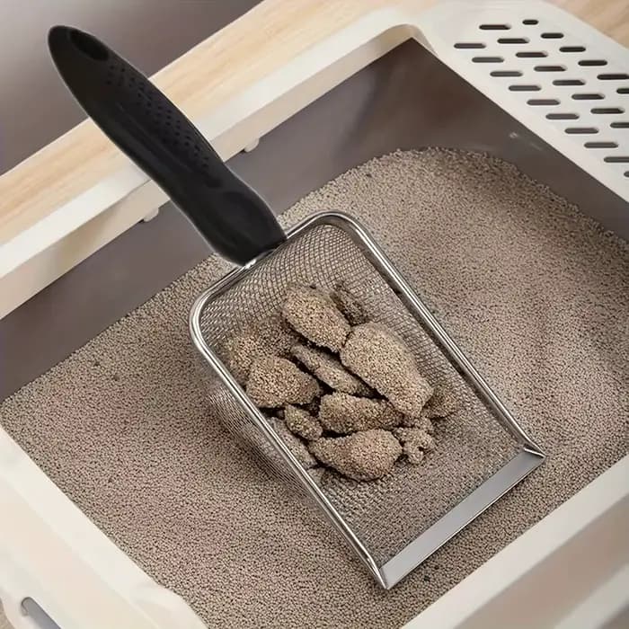 Pelle à litière pour chat en acier inoxydable avec poignée ergonomique – Durable et facile à nettoyer