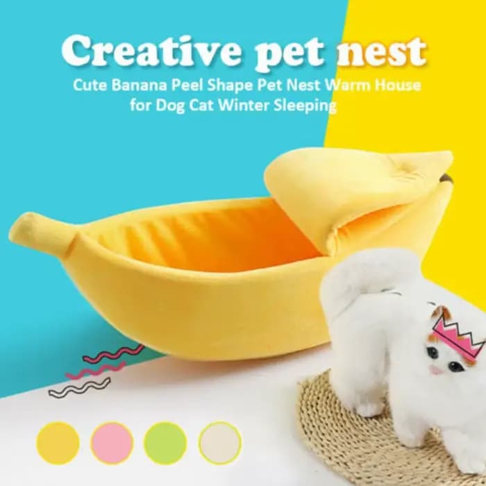 Lit pour chat banane, maison drôle et confortable