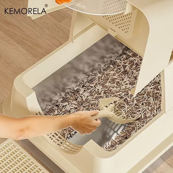 KEMORELA bac à litière pour chat en acier inoxydable XLExtra grande bac