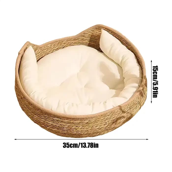 Panier-lit pour chat, coussin tissé à la main et tapis de repos