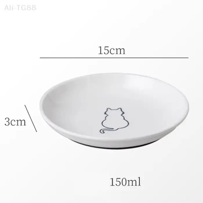 Bol d'alimentation en céramique pour chatons ; Plateau antidérapant pour chat de compagnie ; Support de coussin en