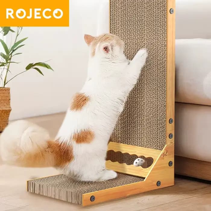 ROJECO chat griffoir chat planche à gratter pour chats jouets en forme de L griffe meulage grattoir tapis chat meubles protecteur accessoires