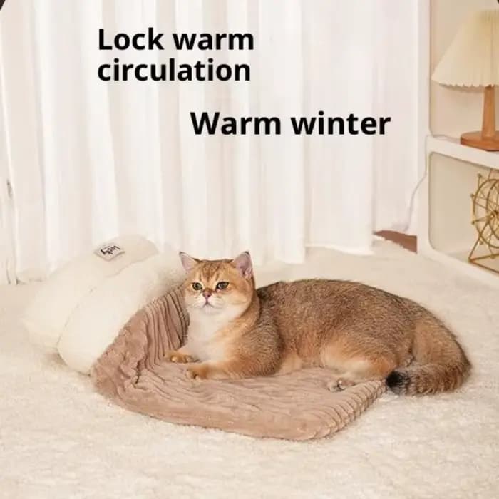 Nid de chat fermé, lit de chat épais, sac de couchage d'intérieur pour chats, sac de couchage chaud d'hiver, grotte douce, fournitures confortables pour animaux de compagnie