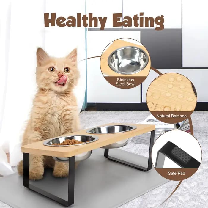 Bols surélevés pour chat avec tapis alimentaire 15 ° Plats pour chats