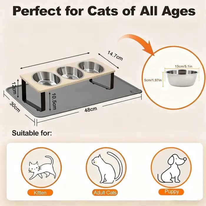 Support pour 3 bols à chat