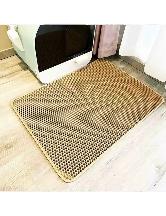Tapis de litière pour chat double couche, antidérapant, grand format, filtre pour bac à litière, résistant à l'usure, imperméable, tapis de litière pour chat antidérapant