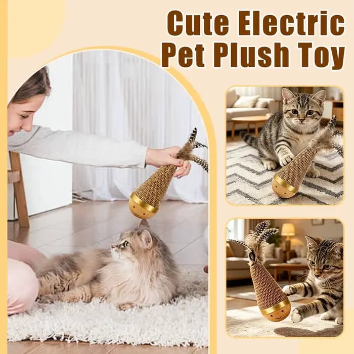 Jouet pour chat en sisal Roly Poly avec plume sur le dessus