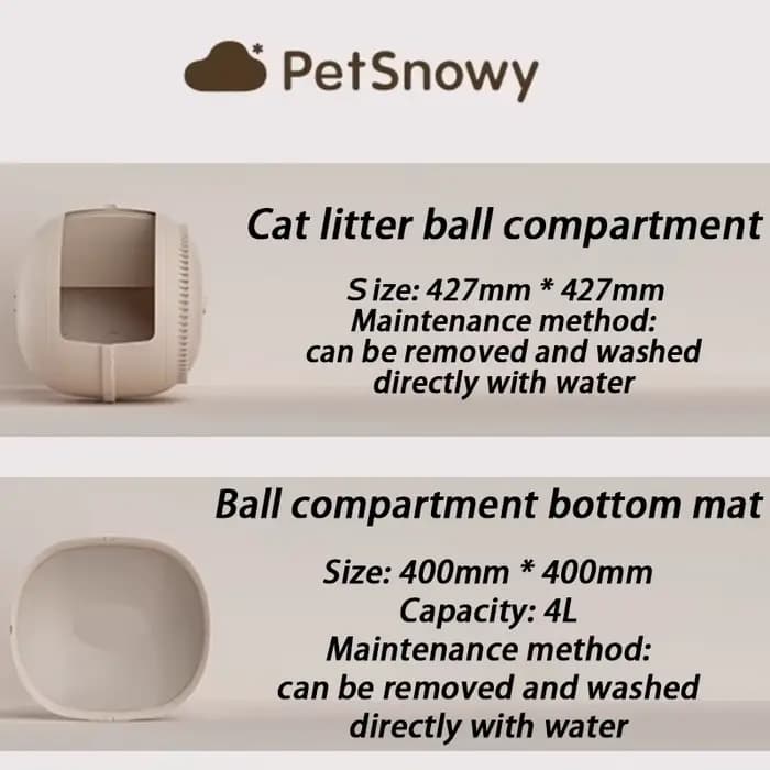 PetSnowy-Ensemble de toilette pour chat, boîte de toilette, virus, filtre à mailles, accessoires de toilette, compartiment à boules de litière pour chat, invitation