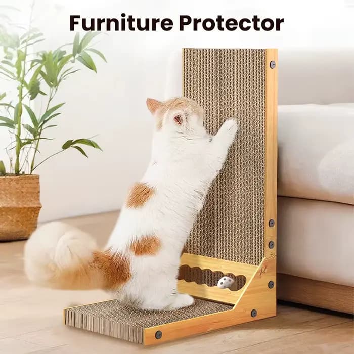 ROJECO chat griffoir chat planche à gratter pour chats jouets en forme de L griffe meulage grattoir tapis chat meubles protecteur accessoires