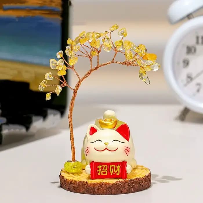 Chat mignon cristal naturel arbre