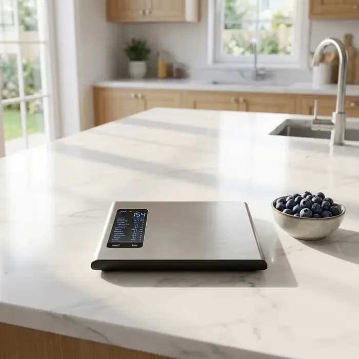Balance alimentaire intelligente en acier inoxydable avec application gratuite et suivi de 19 nutriments