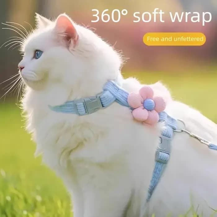 Ensemble Harnais et Laisse pour Chat Motif Fleur Mignon