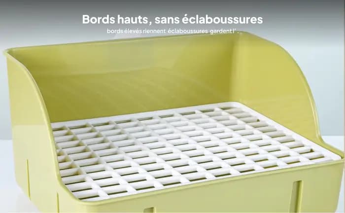 Bac à litière d'angle pour lapins, hamsters, furets, cochons d'Inde et petits animaux – Plateau urinoir pour cage