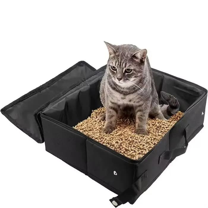 Kit de litière de voyage pour chat avec couvercle
