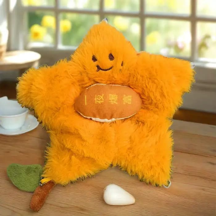 Porte-clés pendentif sac à dos en peluche orange pelable