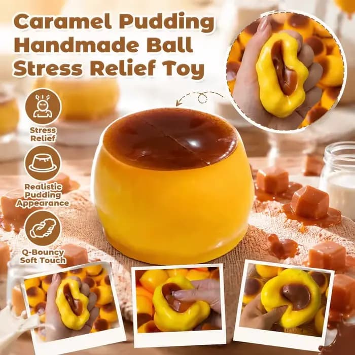 Jouet Squishy Créatif en Forme de Pudding au Caramel