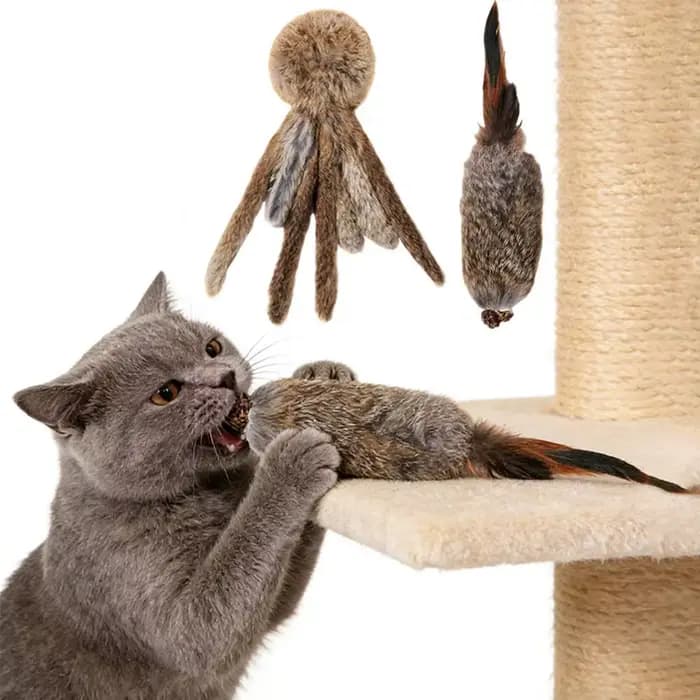 Jouets pour chats en fausse fourrure de lapin