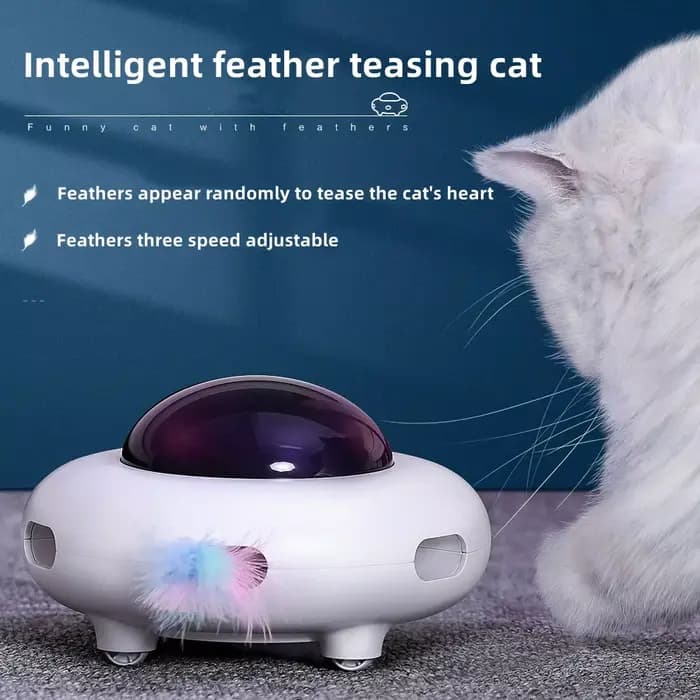 Jouet pour chat intelligent Teaser UFO plateau tournant pour animaux de compagnie attraper jouets d'entraînement USB