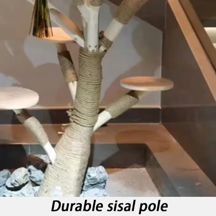 Grand Arbre à Chat en Bois Massif de 1.5m avec Cadre d'Escalade