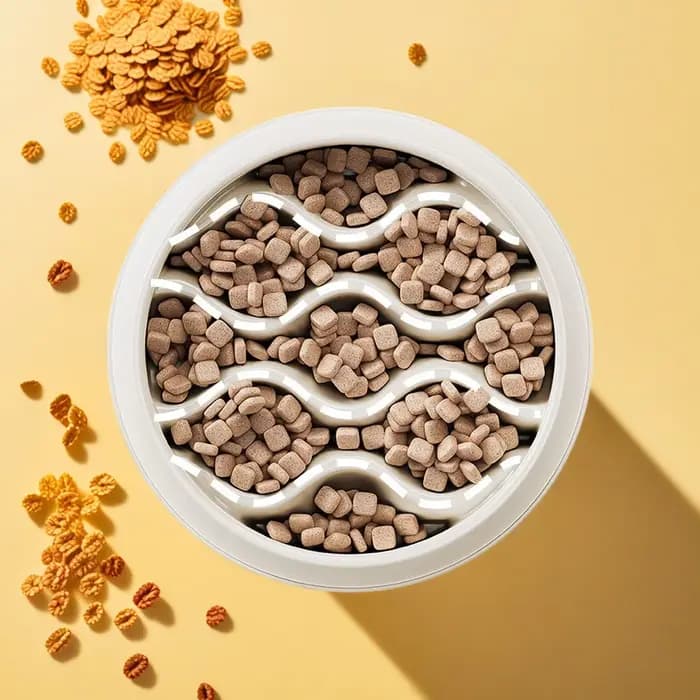 Ensemble de bols pour chat à alimentation lente à la mode : double plat anti-éclaboussures - plastique PP épais