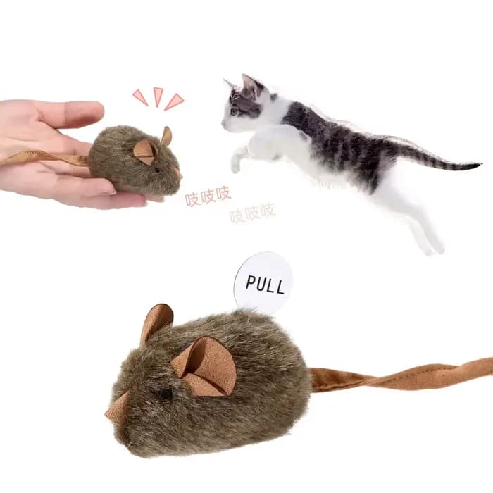 Jouet interactif pour chat en forme de souris qui chiaa - Jouet en peluche doux activé par le toucher pour l'entraînement de l'instinct de chasse des chats