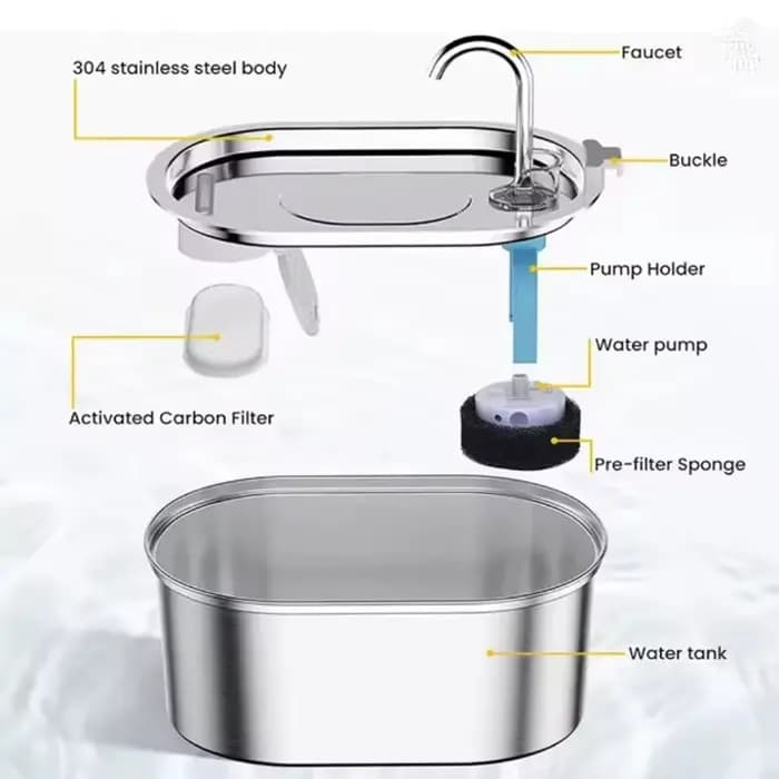 Fontaine d'eau pour chat en acier inoxydable 3