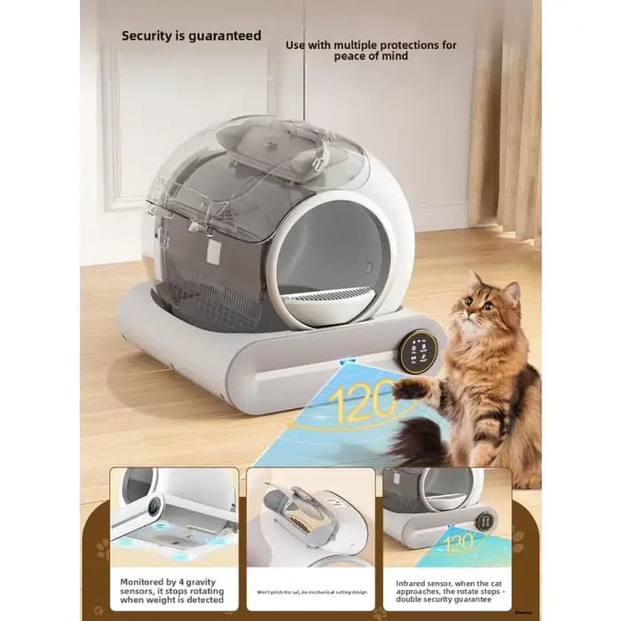 Bac à litière automatique pour chat de 65 l