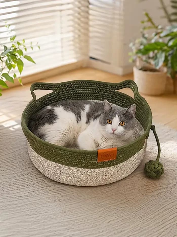 Panier Instinct pour chats en corde de coton tressée à la main