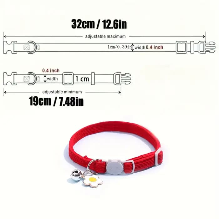 Paquet de 5 colliers de chat réglables avec cloche