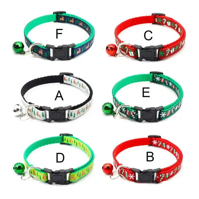 Avec cloche collier de chat de noël polypropylène motif flocon de neige/élan cerf collier de noël pour animaux de compagnie réglable blanc/vert/rouge