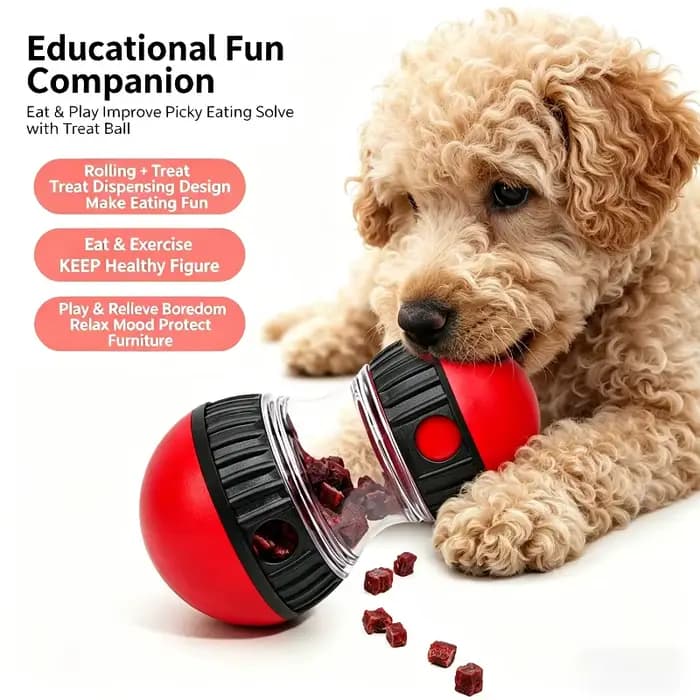 Jouet distributeur de friandises pour chien et chat, balle interactive de puzzle, convient à tous les types de mangeoires lentes, jouets pour animaux de compagnie pour un repas amusant et sain