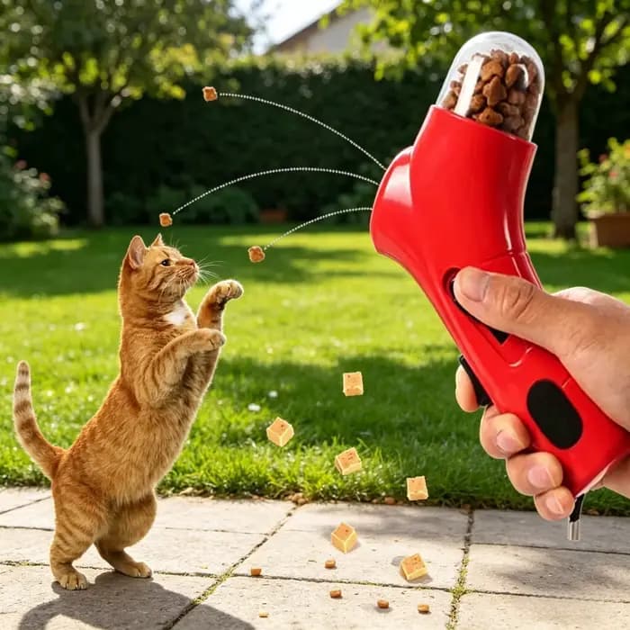 Lanceur de friandises pour chien et chat, catapulte à friandises, distributeur interactif, jouet d'entraînement, accessoires de jeu portables pour animaux de compagnie en plein air