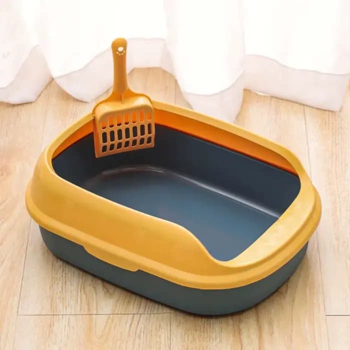Petite litière semi-fermée pour chat, bac à litière anti-déversement pour chat domestique, bac à déchets pour chaton d'intérieur, fournitures sanitaires pour animaux de compagnie