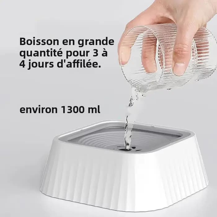1 bol à eau anti-déversement pour animaux de compagnie - Conçu pour les chats et les chiens avec base antidérapante et fonction flottante