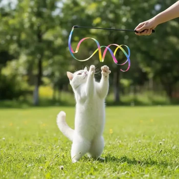 Jouets interactifs pour chat avec ruban coloré